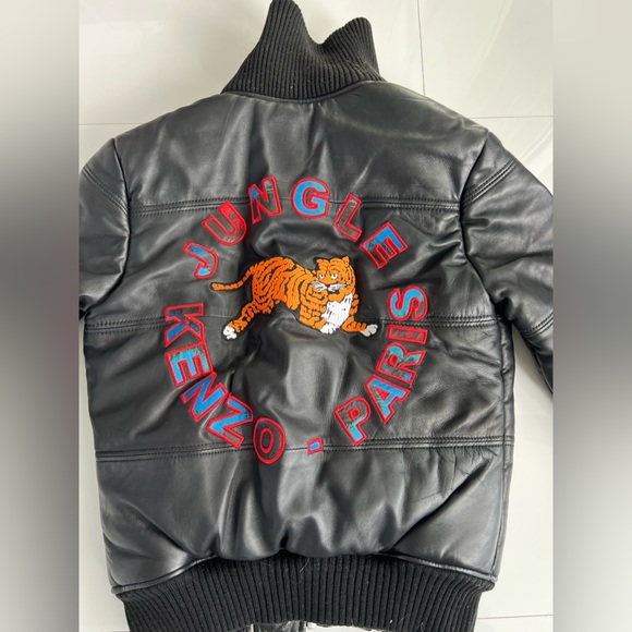 Kenzo H&m Leather Bomber Jacket Coat F/w 16 Medium Black Paris Winter